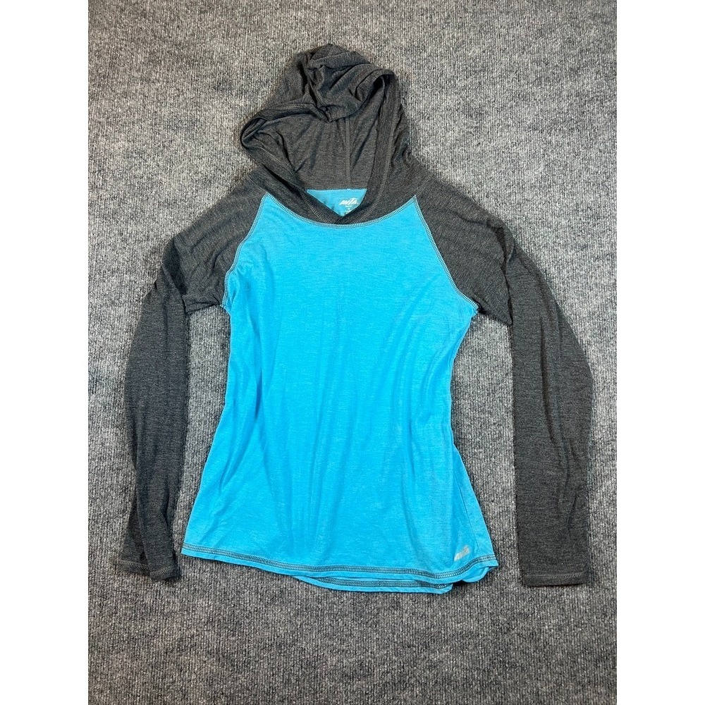 Avia Cotton Blend Hoodie Sweatshirt Women's M Gray Long Sleeve Thumb Holes